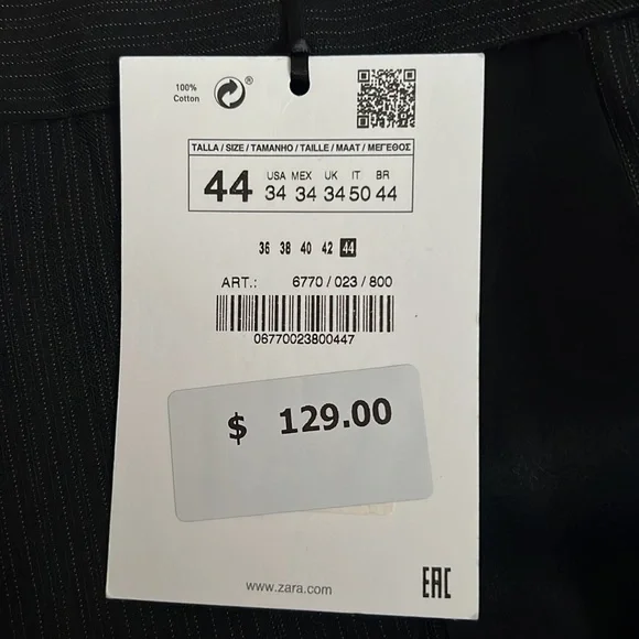ZARA PINSTRIPE SUIT PANTS LIMITED EDITION BLACK SIZE 34  | 6770/023/800 - Picture 4 of 12